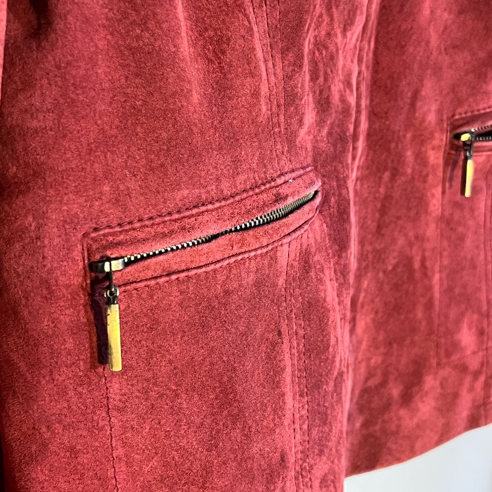 Vintage Red Suede Leather Jacket Liz Claiborne 14 Work to Weekend - Picture 3 of 15